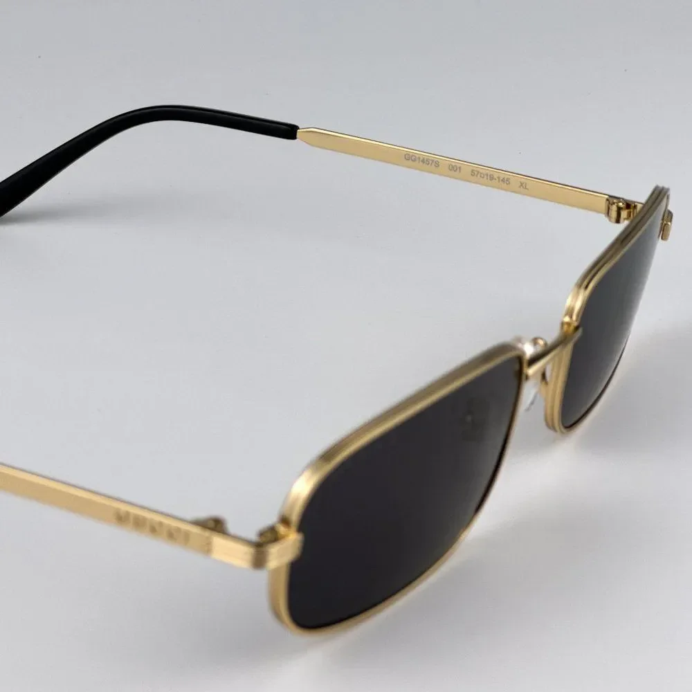 NEW Gucci GG1457S 001 Gold Grey Rectangle Metal Unisex Sunglasses GG 1457S - Picture 12 of 14